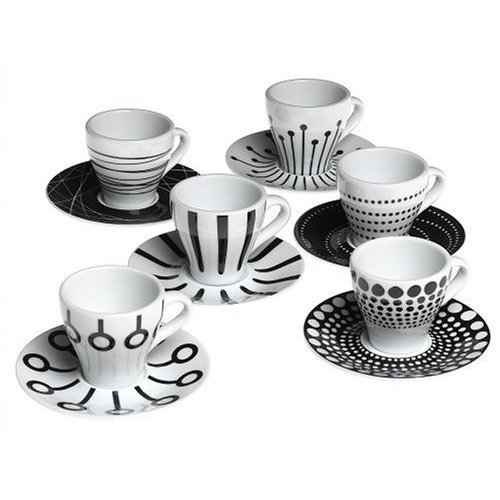 Bodum Paula Espresso Cups and Saucers, Set of 6 K1700-03BLACKPATT