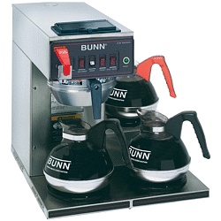 Bunn Commercial CWTF35-3 12 Cup Coffee Maker With Stainless Steel Funnel and 3 Lower Warmers - Dual Voltage - Stainless