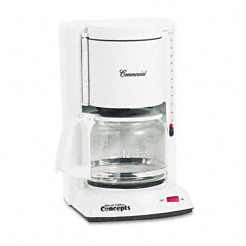 Classic Coffee ConceptsTM 12-Cup Commercial Automatic Drip Coffee Maker with Removable Brew Basket, White