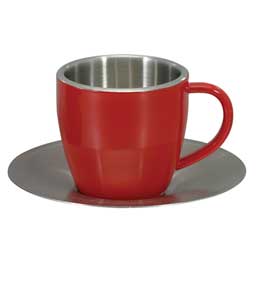 Danesco Double Walled Stainless Steel Cappuccino Cup & Saucer Set
