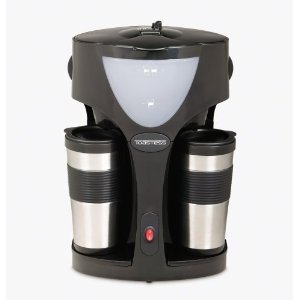 Toastess TFC-42T Silhouette 800-Watt Twin Coffeemaker with 2 Thermal Travel Mugs